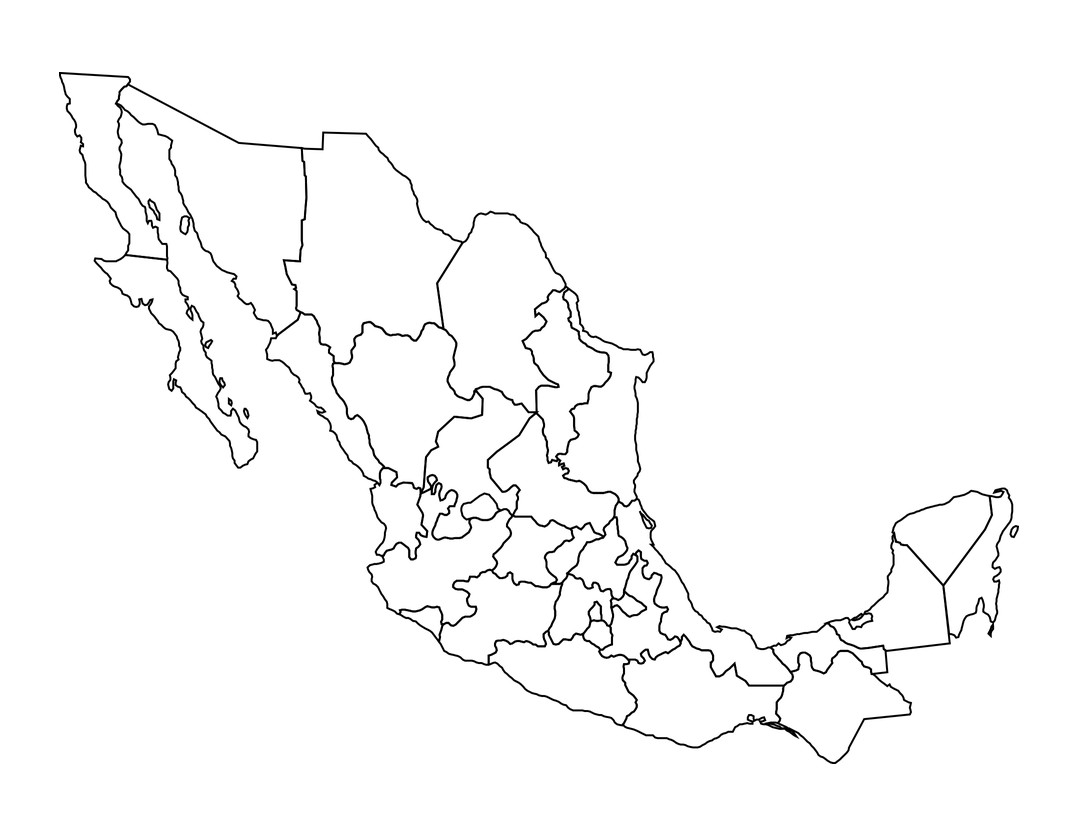 Mapa-mudo-politico-Mexico-Estados-Division-Politica